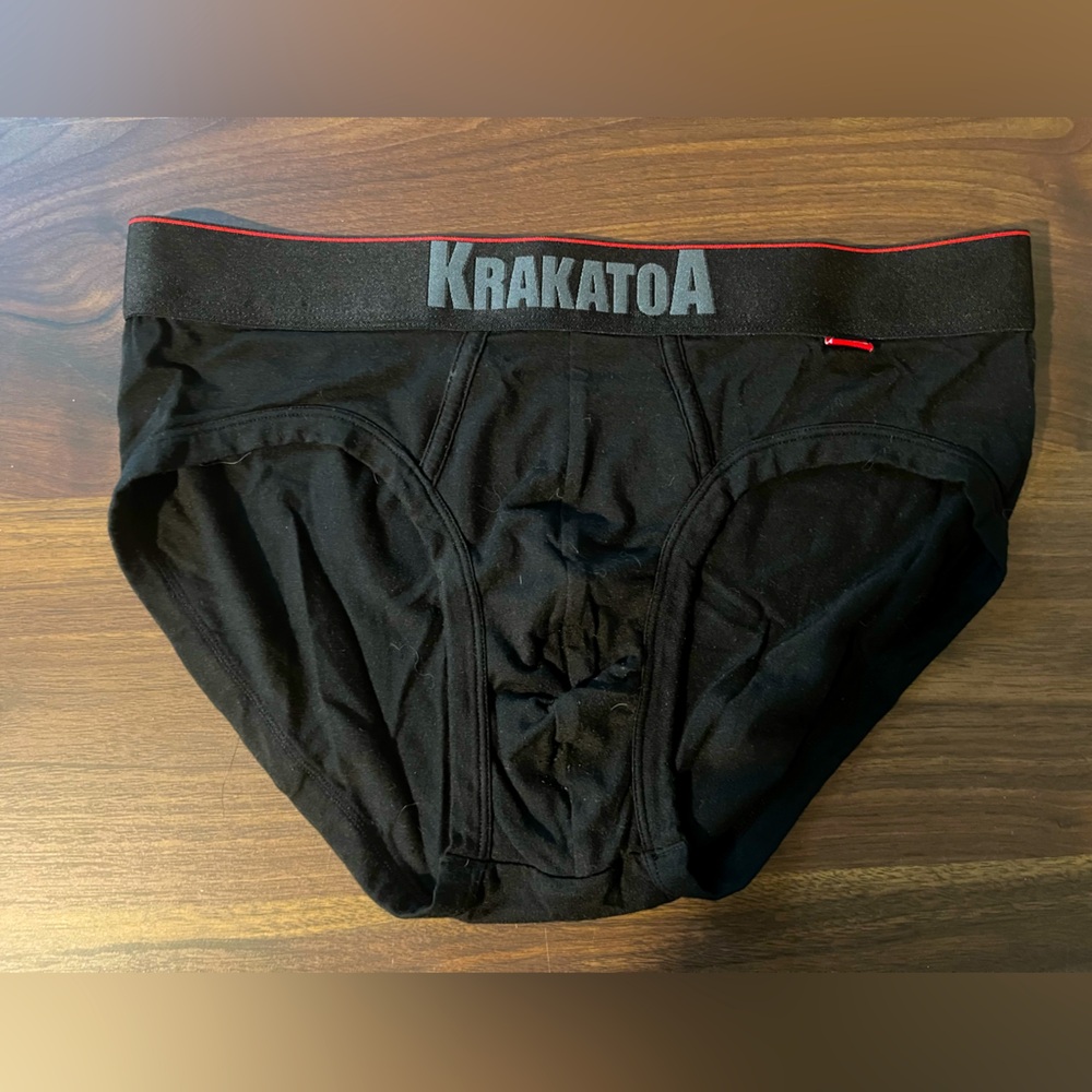 Krakatoa men’s black microfiber brief, Medium